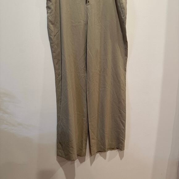 Ellen Tracy 100% Silk Tan Pants sz L Wide Leg Silk Pants - Picture 7 of 8